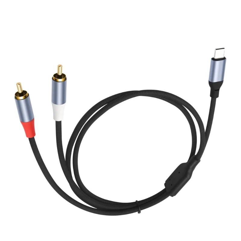 Portable USB C to 2RCA Male Sound Cable 24Bit/96Khz for Speakers Amplifiers 83CF