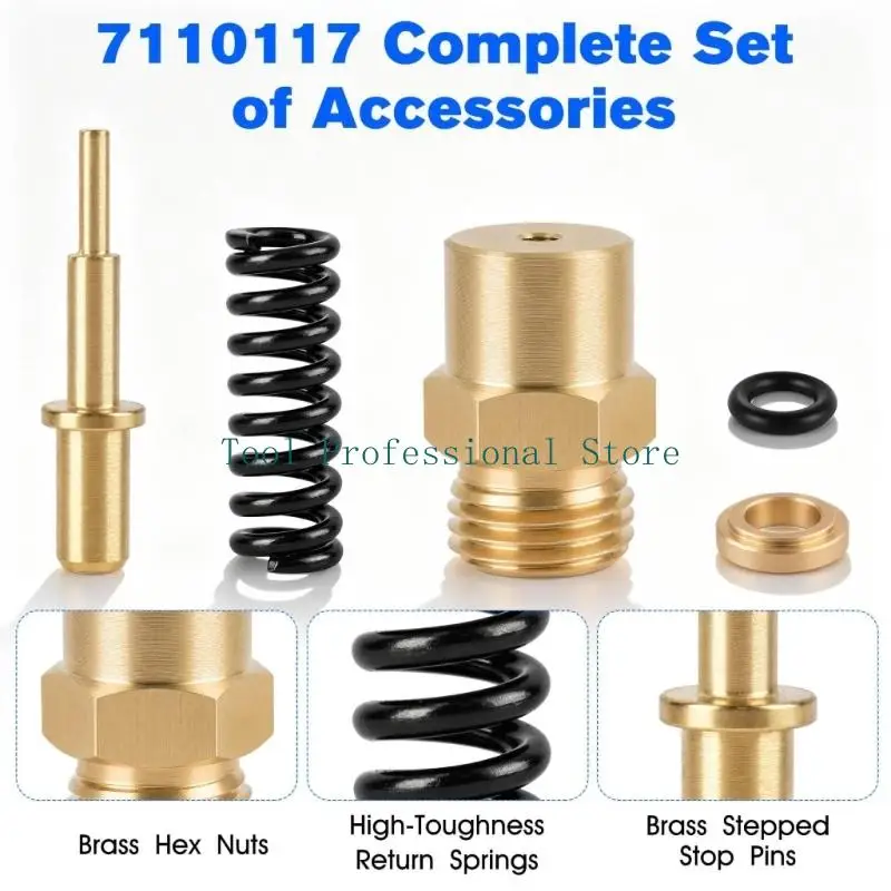 57QF Five-Item Pressure Washer Boosts Valves Hardware Set with 7110117 Repair Part, Externally Threaded Metal Cap, and