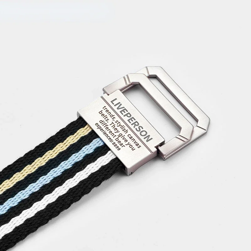 Striped Canvas Belt Men\'s Fashion Casual Luxury Design Business Jeans Accessories Hunting Tactical Trend Youth Nylon Belt New