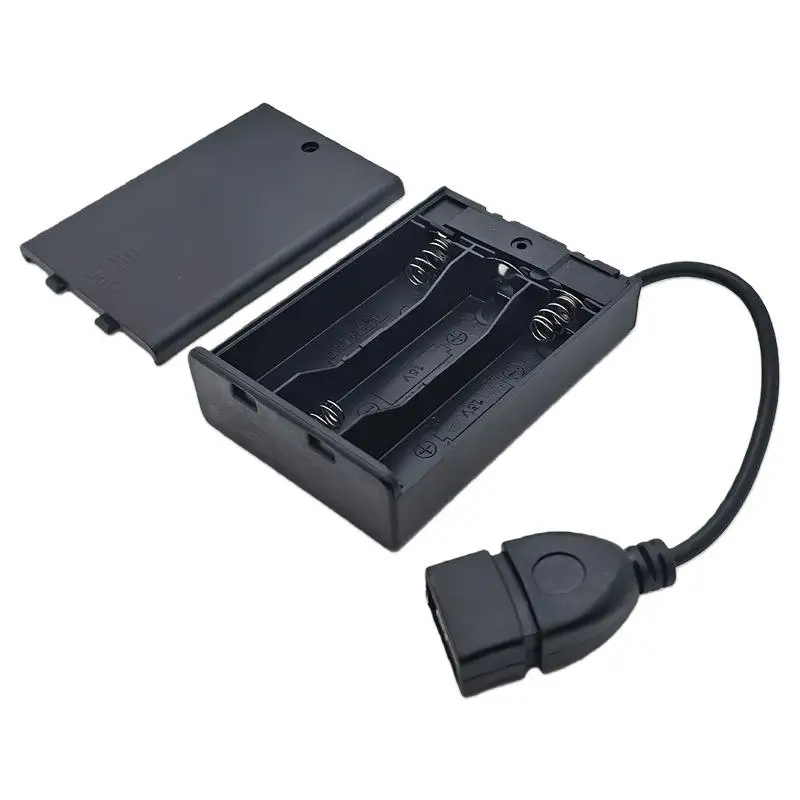 

1/4 шт. Чехлы для аккумуляторов USB Мини-блок питания Батарейный блок с крышкой и переключателем 3 X AA USB-аккумуляторный блок для светодиодных лент 4,5 В