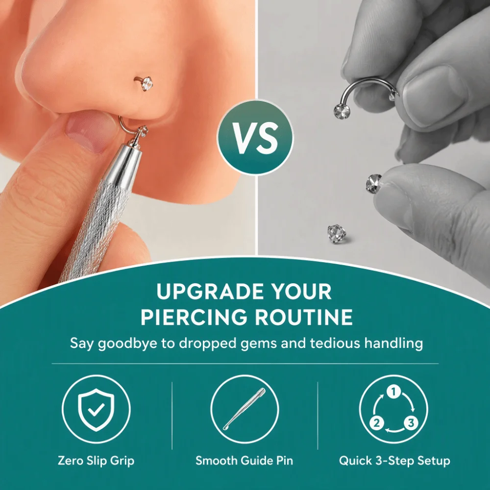 6/9/15pcs Stainless Steel Ear Piercing Jewelry Tool Set Zirconia Minimalist Piercing Taper Ball Grabber 8/10mm Durable