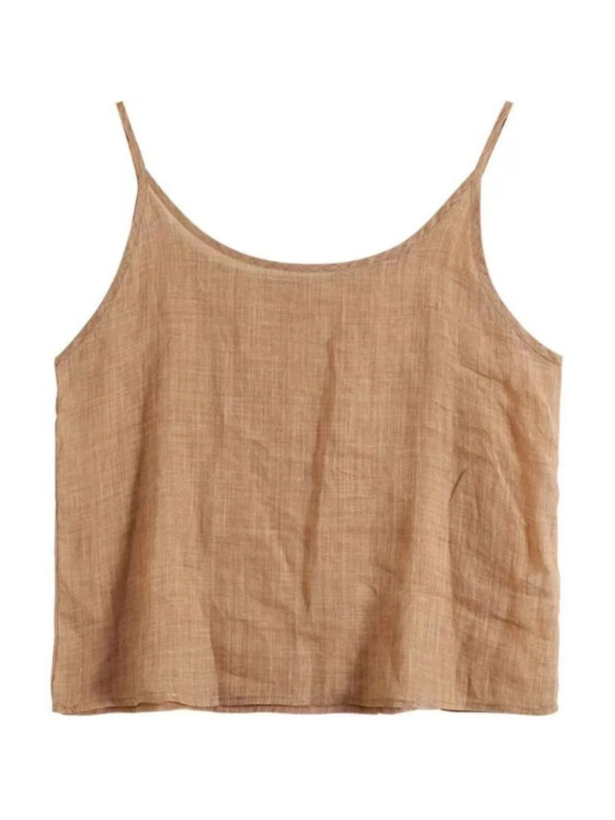 Top Retro de Aodão e Linho Japonês para Mulheres, Solto, Leve, Sem Mangas, Estilo de Verão em Cor Pura