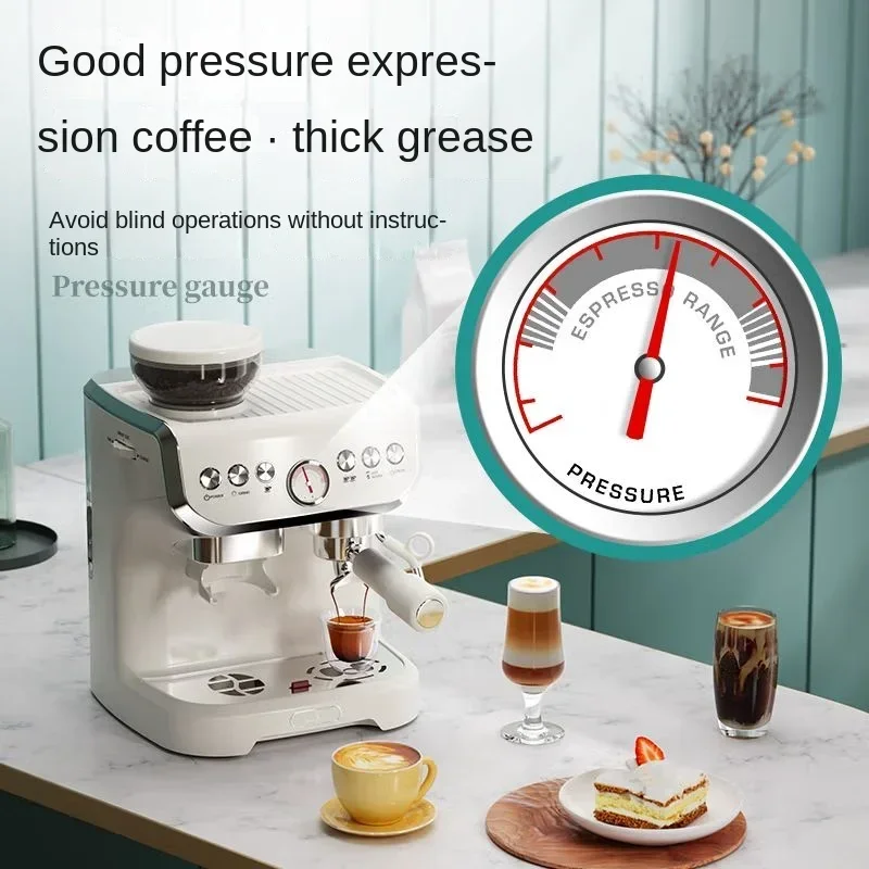 Stelang Coffee Machine Italian 15Bar Pump Pressure Semi-automatic Household Machine Grinding Integrated Semi-commercial AC-517E