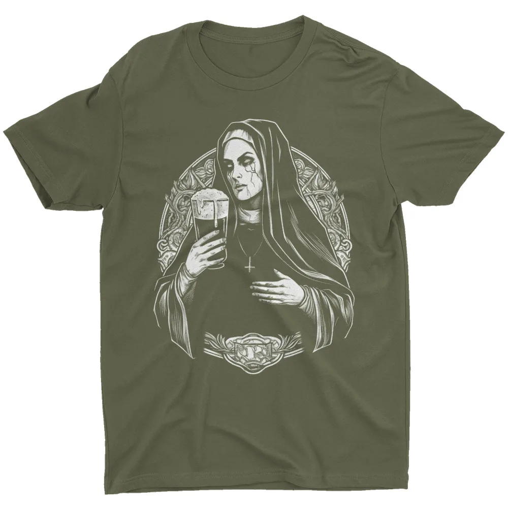 Unholy Nun Occult Gothic Evil Bad  T Shirt Beer Vintage Men's T-Shirt Unisex T-shirts for Men Women Summer Tees Cotton Luxury