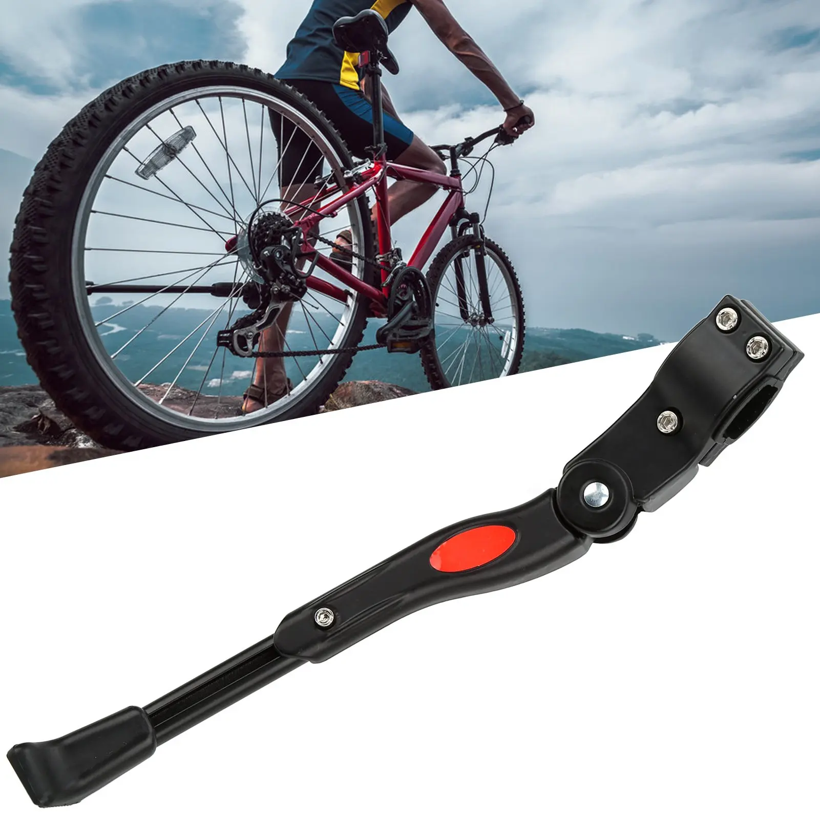 

Bike Kickstand Aluminium Alloy Adjustable Wear Resisting Plastic Mat Inside Enhanced Stability Bicycle Kickstand