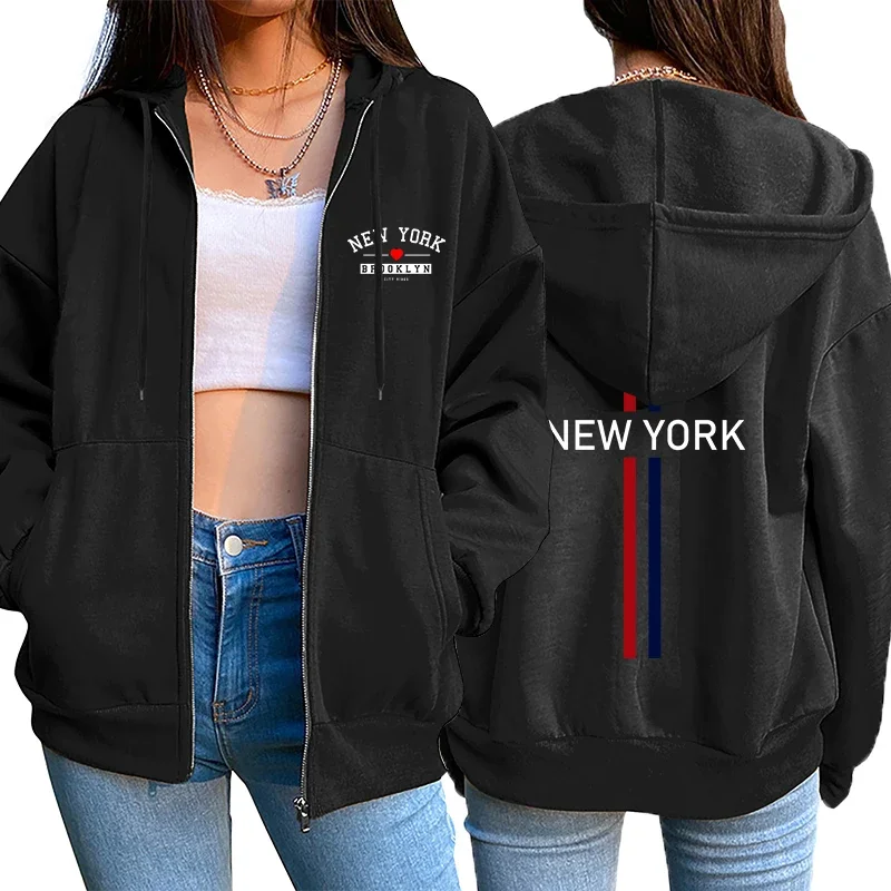 

Womens hoodies Fashion Zipper Cardigan Hooded Sweatshirt Pullover Streetwear Tracksuit Jogging Lady Sport Top Coat Streetwear