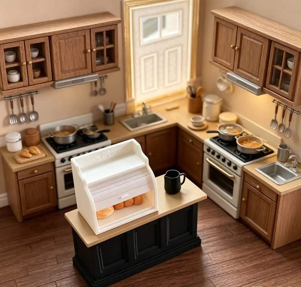 

Миниатюрная хлебница-роллтоп для кукольного домика в масштабе 1:12, контейнер для хранения в европейском стиле, аксессуар для диорамы, сделай сам