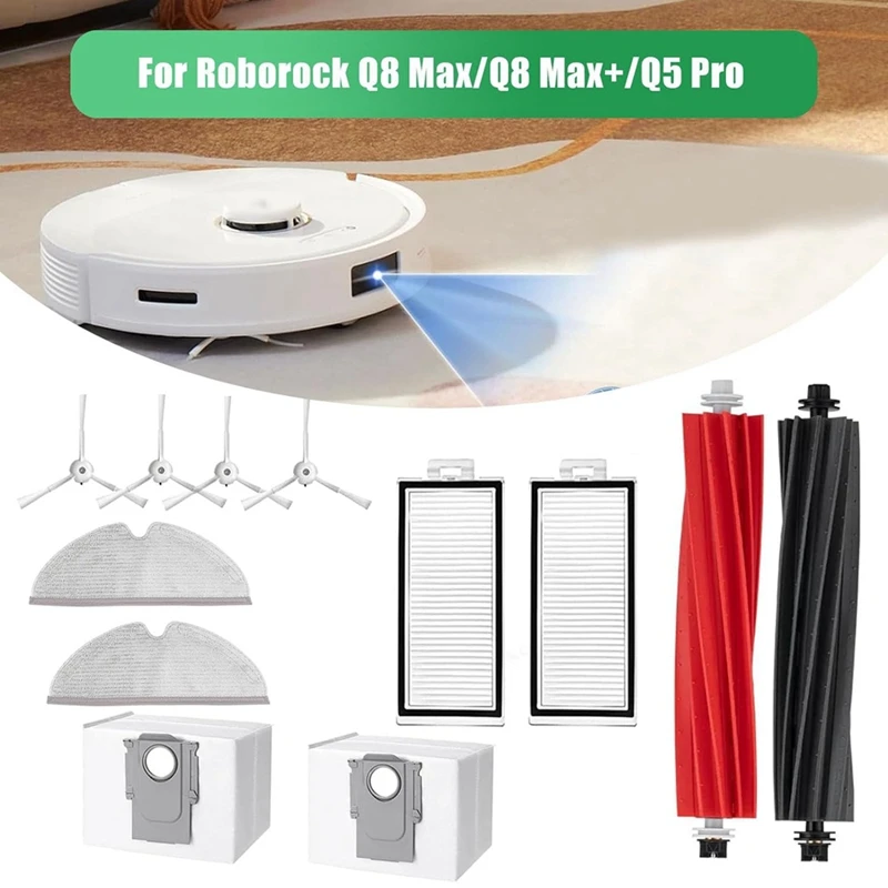Juego de accesorios para Roborock Q8 Max/Q8 Max +/Q5 Pro, piezas de repuesto para Robot aspirador, bolsas de polvo para cepillo principal