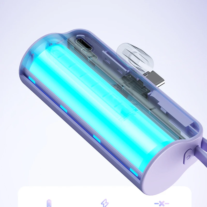 For IPhone Samsung Huawei 10000mAh Mini Power Bank 2 IN 1 Fast Mobile Phone Charger External Battery Power Bank Plug Play Type-C