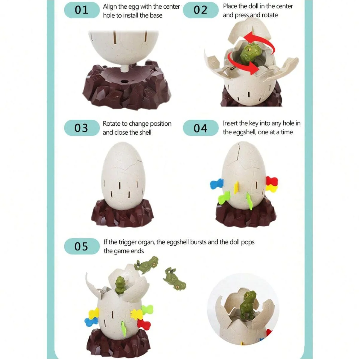 Desktop Games Party Creative Prank Toys Four Pirate Bucket Dinosaur Chicken Duck Penguin Egg Toys