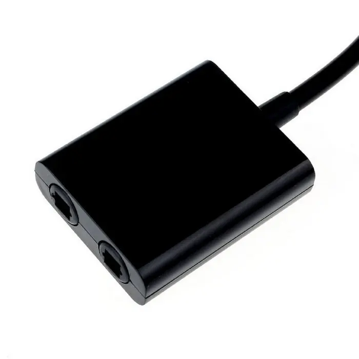 Cablecc Dual Port Toslink Digital Optical Audio Splitter Adapter สายสัญญาณเสียงไฟเบอร์ออปติก 1 ใน 2 Out สีดํา