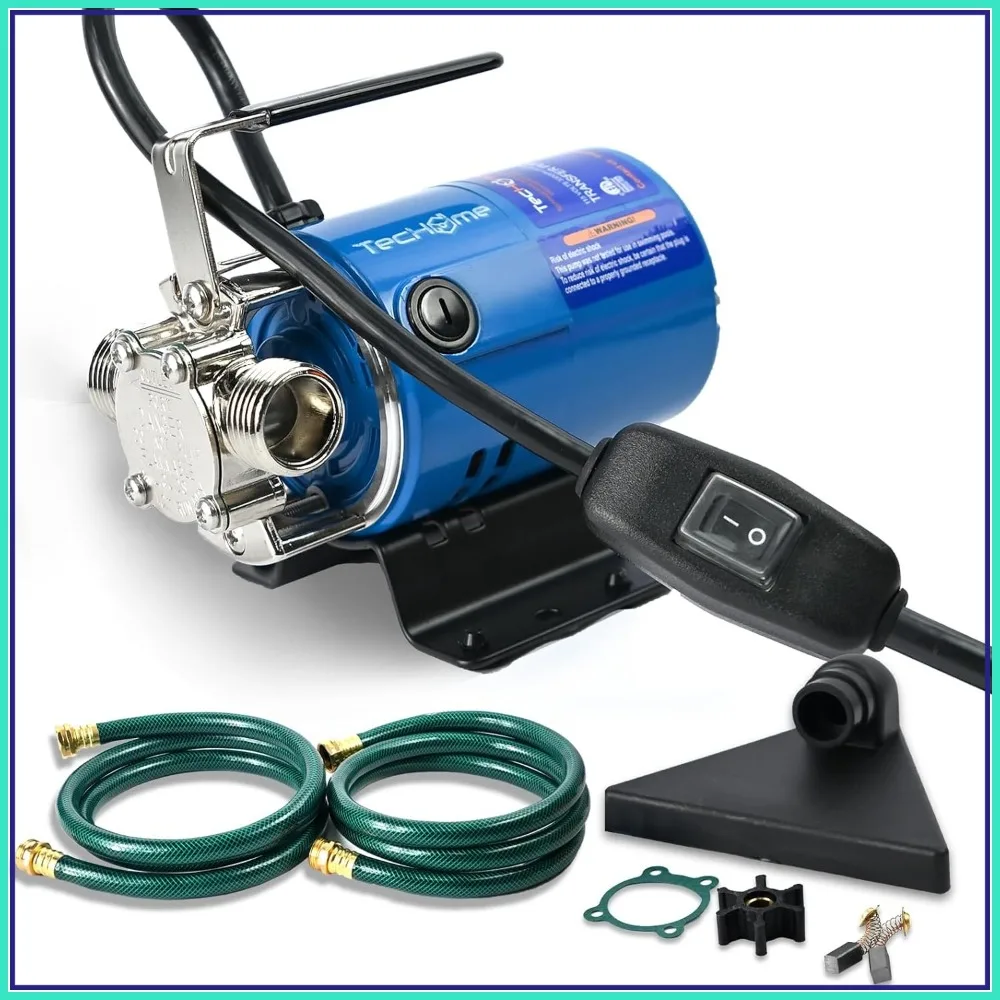 

115V Electric Utility Water Pump, 330 GPH, 1/10 HP, with ON/OFF Switch and 2x6ft Hoses