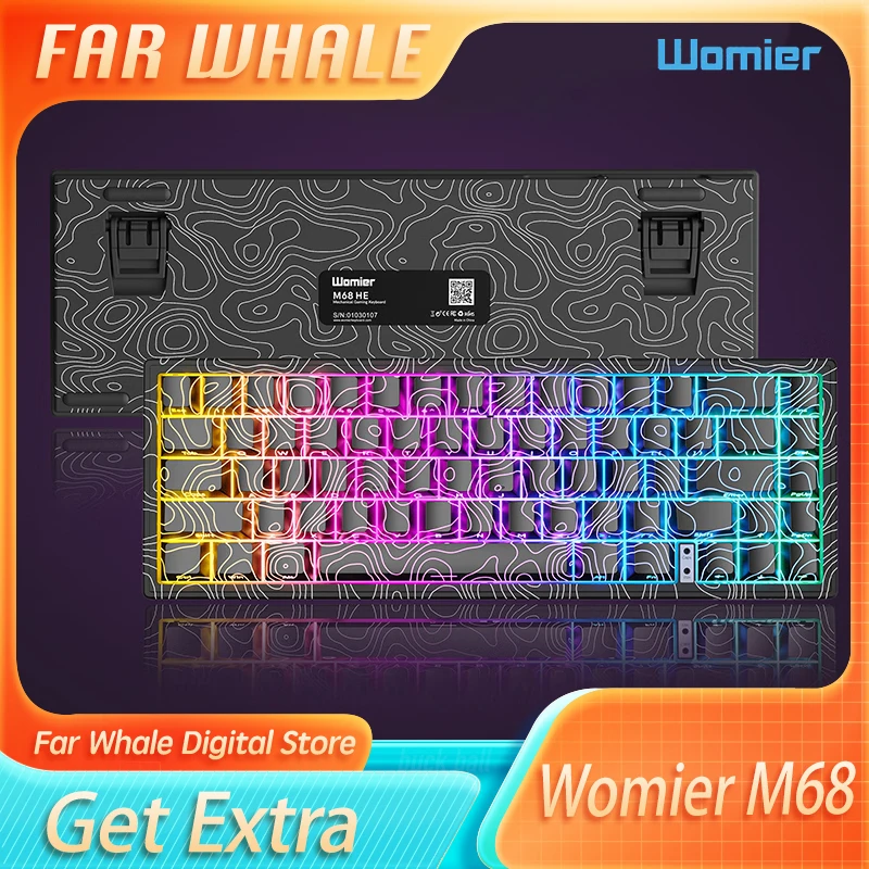 Womier M68 He Gaming Keyboard Contour Esport Driver 0.04rt Socd Wired Magnetic Swtich Keyboard Custom 0.125ms 8k Rgb Accessories