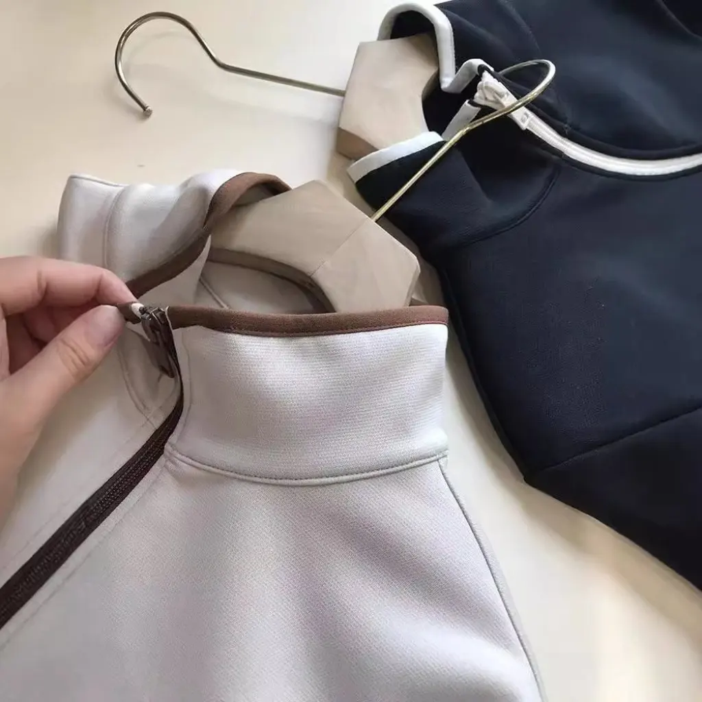 

Vintage Color Matching Small Collar Casual Cardigan Jacket Women's Fashion Outerwear F091519