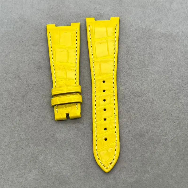 Correas de Reloj de Piel de Cocodrilo Personalizadas de Lujo, Compatibles con NAUTILUS 25MM, Cóncavas 12.5MM, Correa de Piel de Cocodrilo de Primera Calidad con Forro de Piel de Becerro
