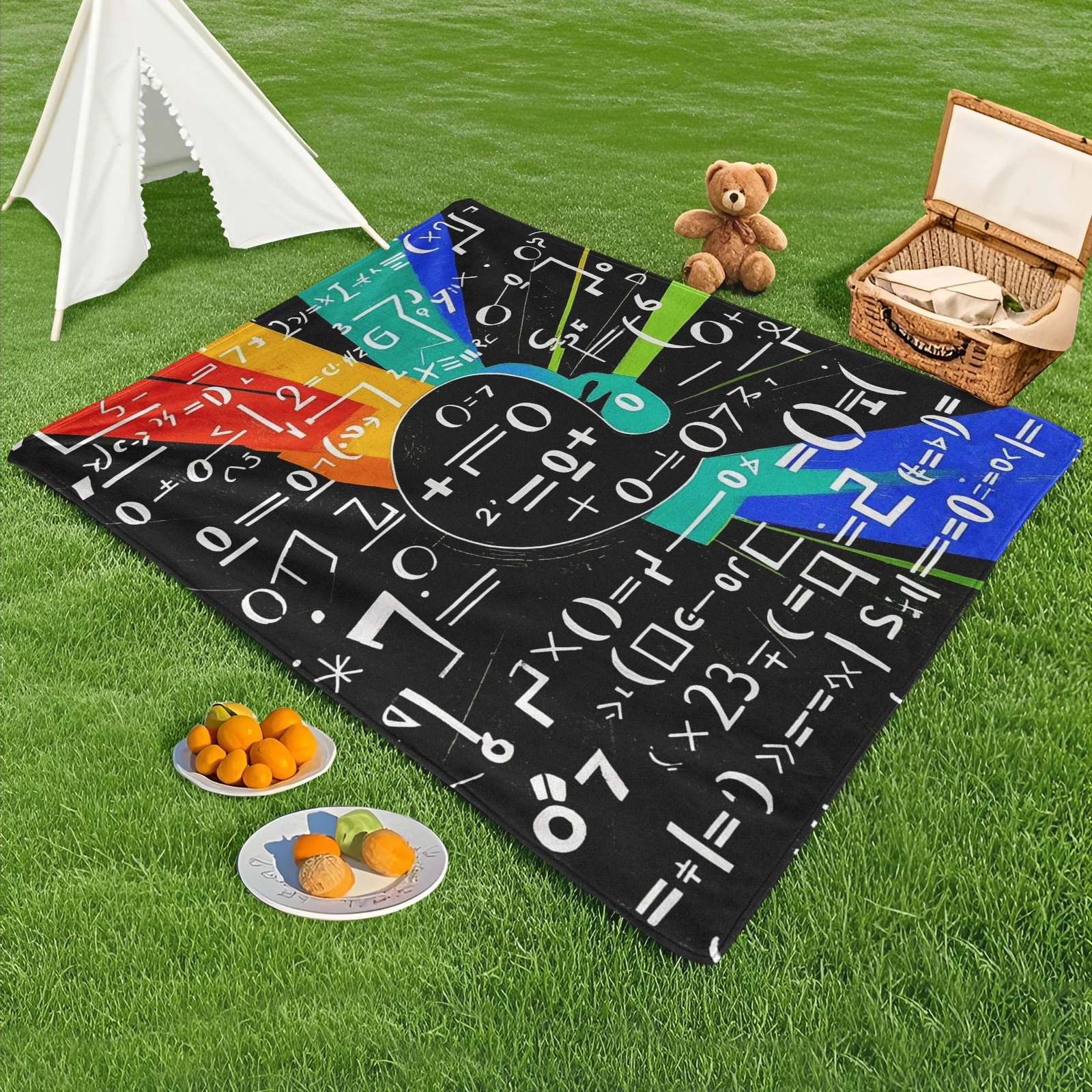 Colorful Geometric Pattern Formula Outdoor Blanket For Camping Travel And Outdoor Activities Durable And