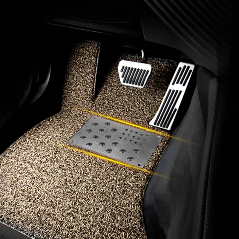 Aluminum Alloy Car Floor Mat Carpet Thick Aluminiun Heel Plate Pedal 22x15cm Auto Styling Sticker Cover Car Accessories