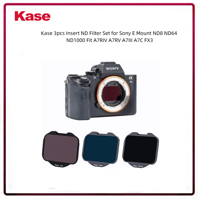Kase 3in1 Clip-in ND Filter Kit Built-in Camera Sensor Protection ND3 ND6 ND10 Stops For Sony E Mount Mirrorless Landscape Video