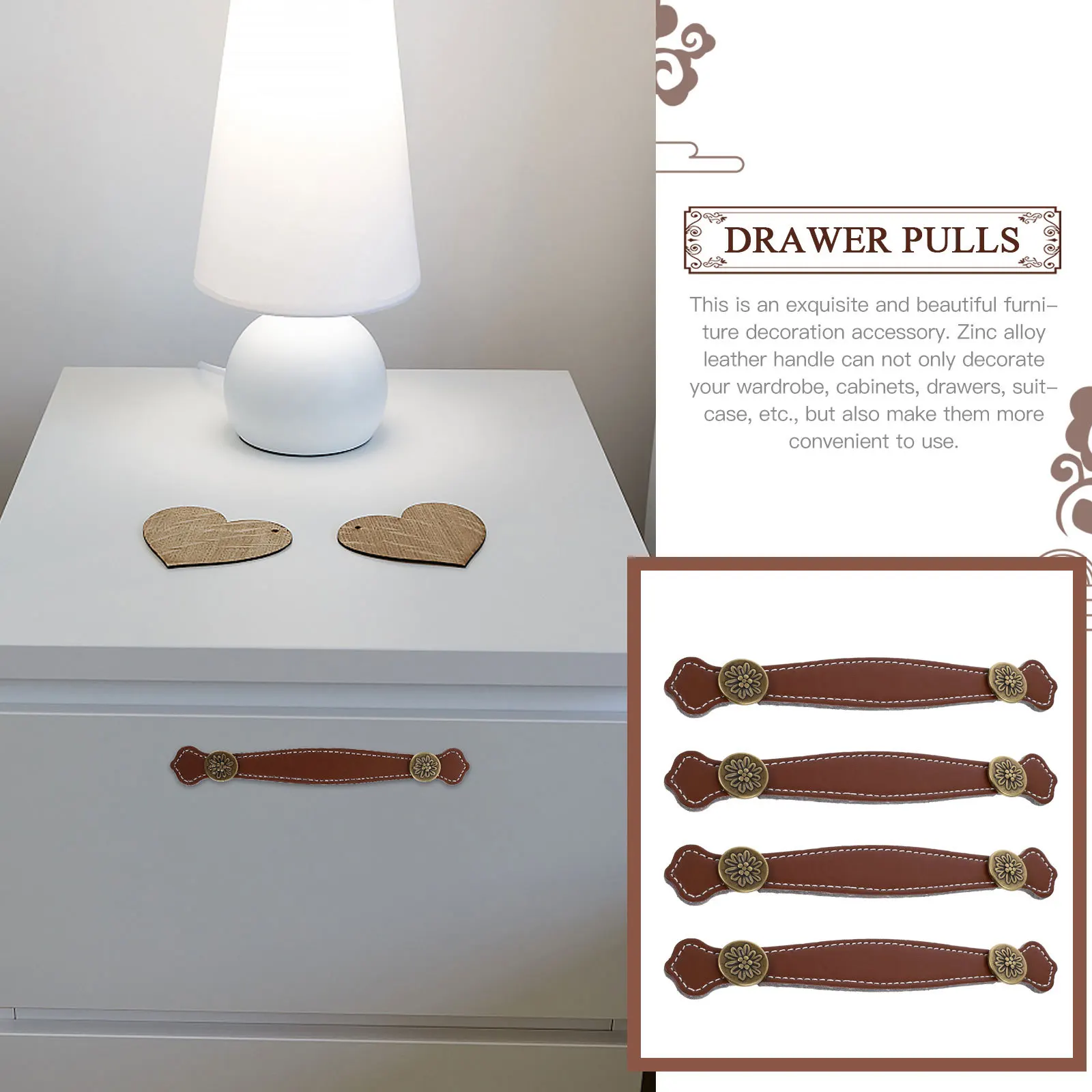 

4Pcs Zinc Alloy Handle Vintage Style Drawer Pull Furniture Cabinet Door Pulls Furniture Handle