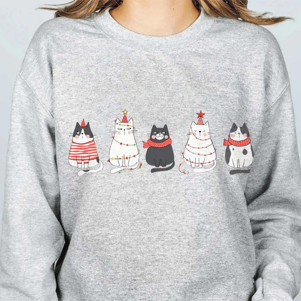 Cat Christmas Sweatshirt Meowy Xmas Sweater Cats Lovers Pullover Cat Owners Mum Jumper Gift Merry Christmas Winter Season Outfit