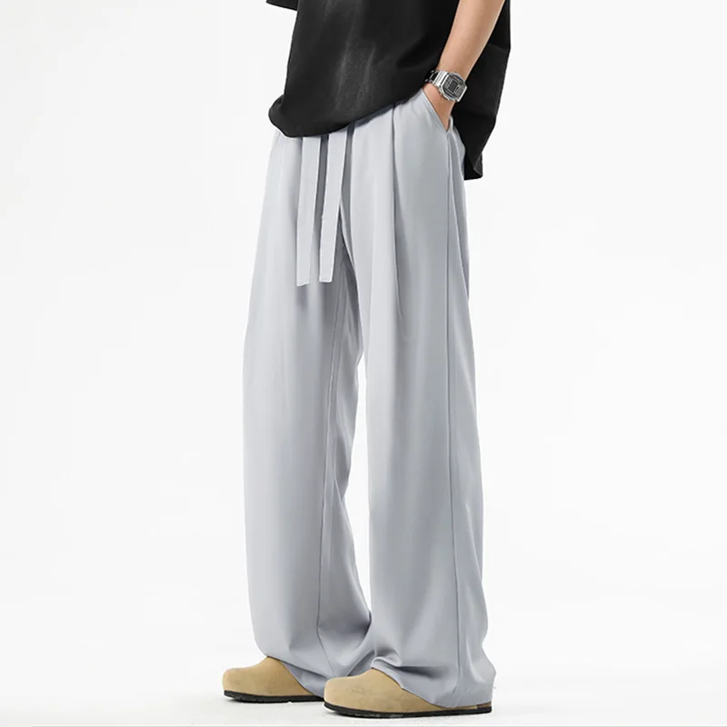 

Men's 2025 new spring and summer loose straight leg casual pants with a sense of drape, men's high waist and wide leg pants