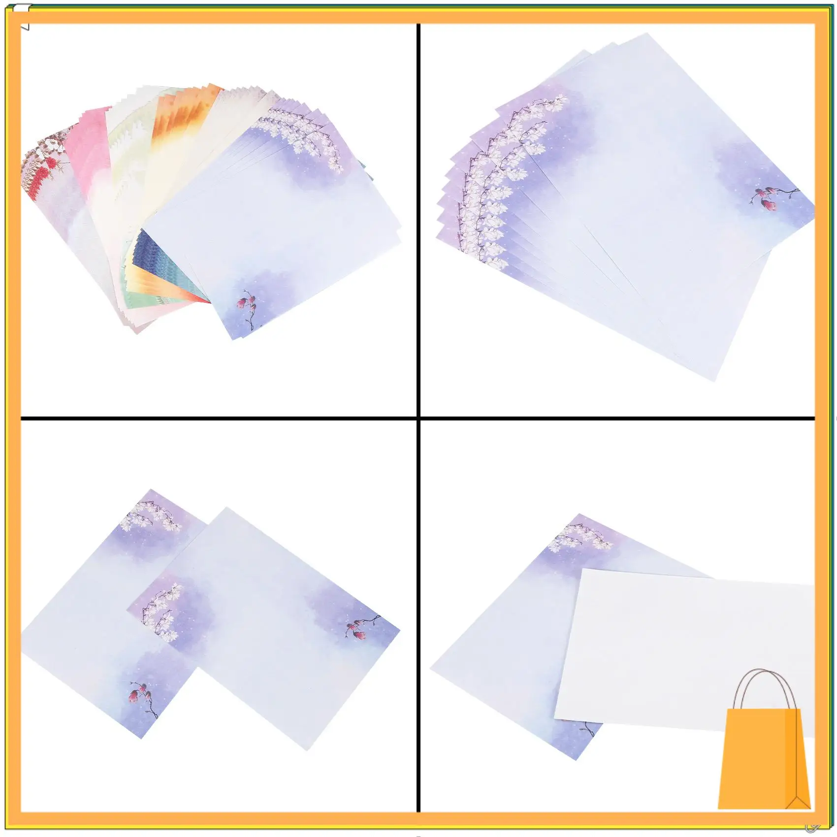 L52A-48PCS ورق قرطاسية للكتابة، مجموعات الحروف الورقية لكتابة الرسائل