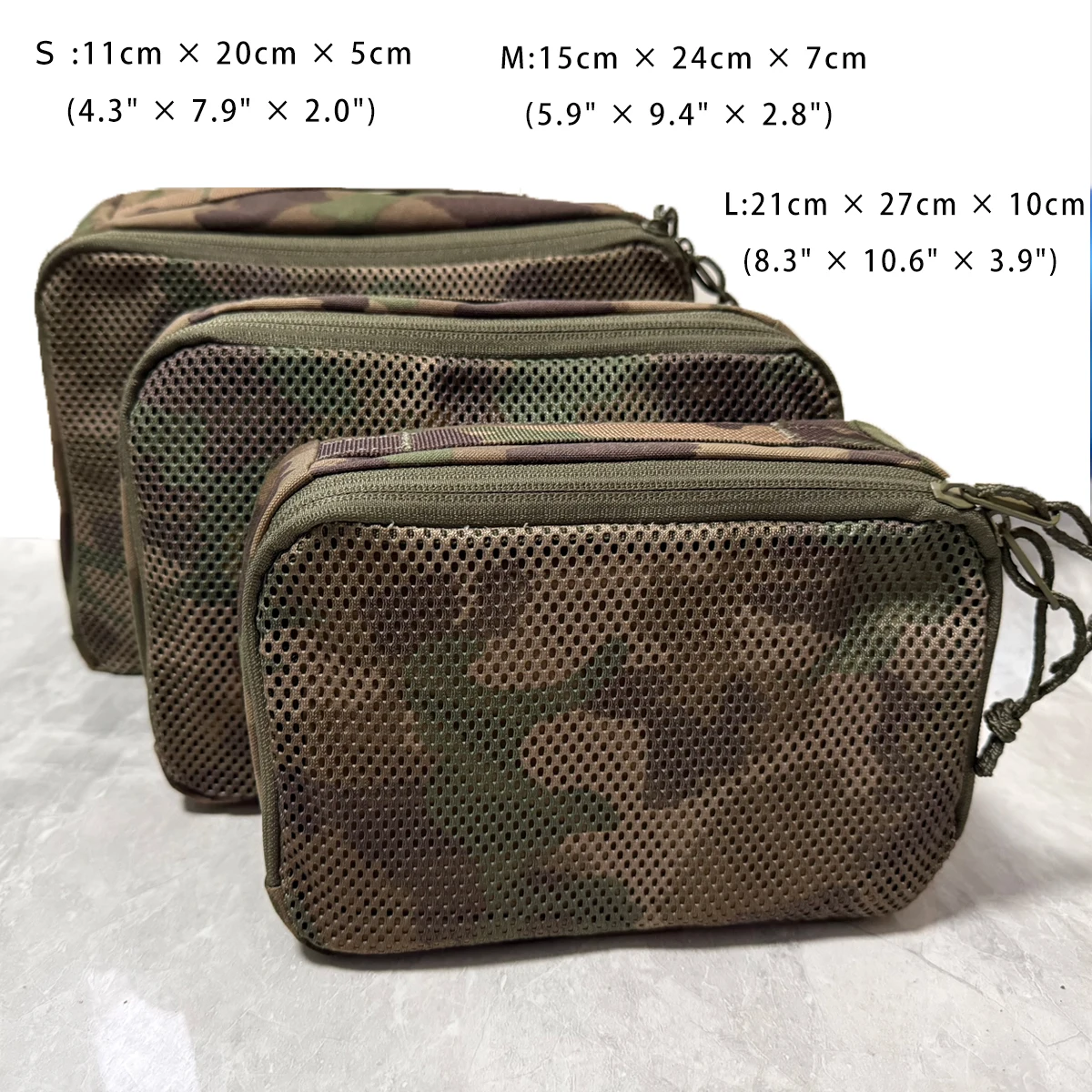 Customized Swiss TAZ16 camouflage Nylon Mesh Toiletry Bag 3-Piece Set | Travel Wash Organizer for Toiletries & Cosmetics