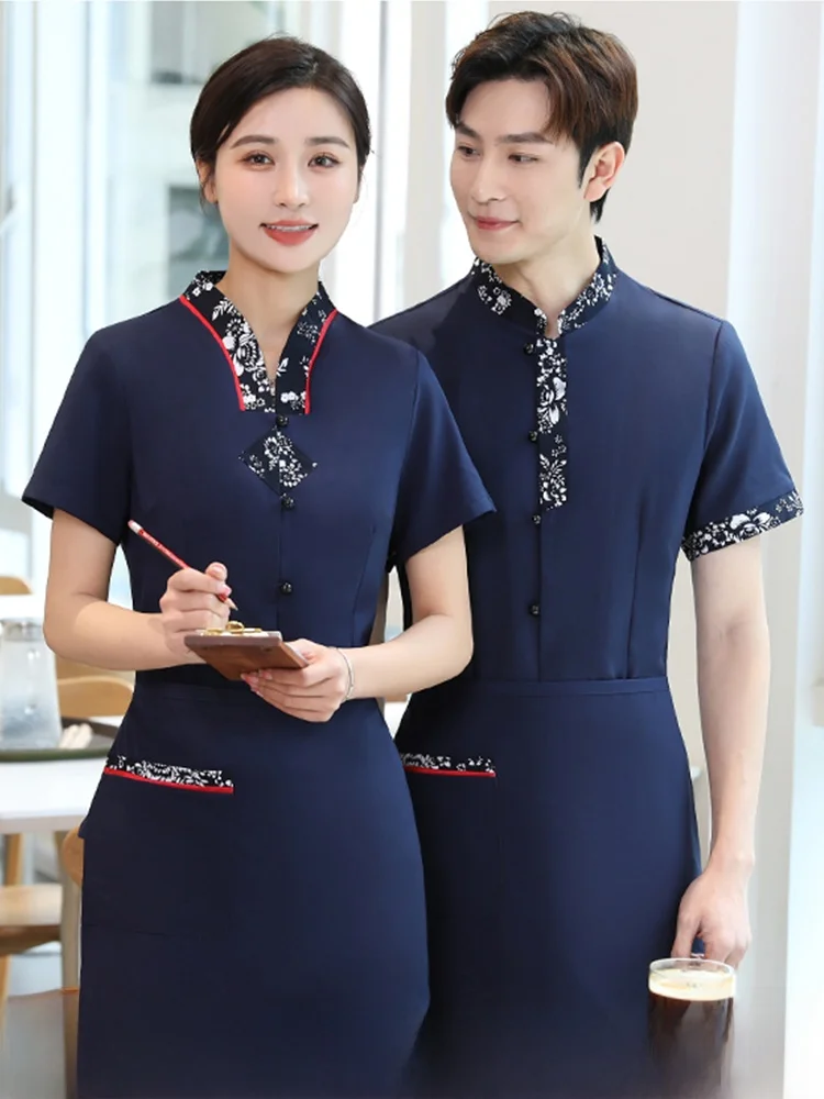 

Summer ort Sve Service orms Ethnic Sle Restaurant And Hot Pot Restaurant Farmhouse Casual Wear Cotton Polyester