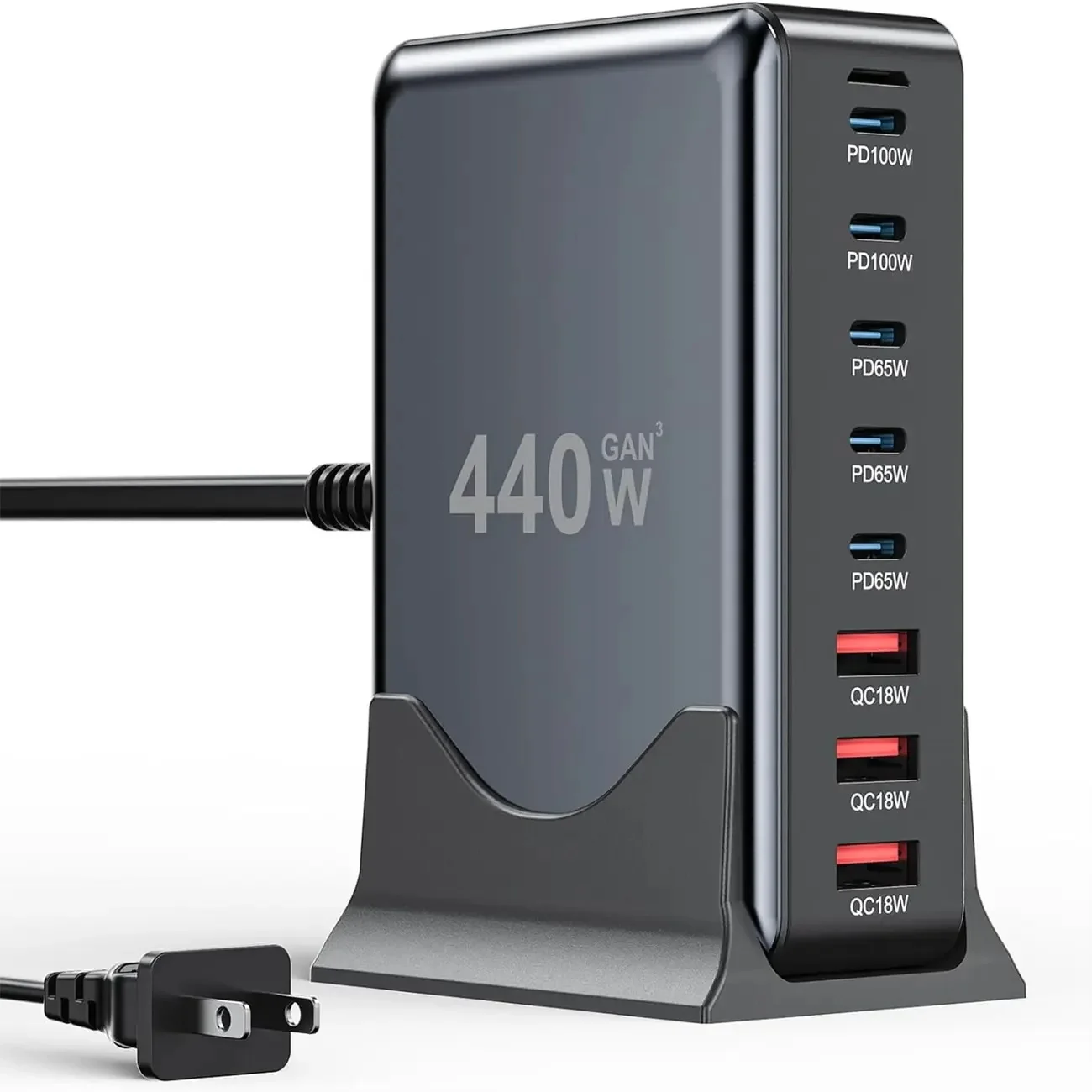 440W Gallium nitride PD Desktop charger Cross-border New 440W charger 440W multi-function PD adapter