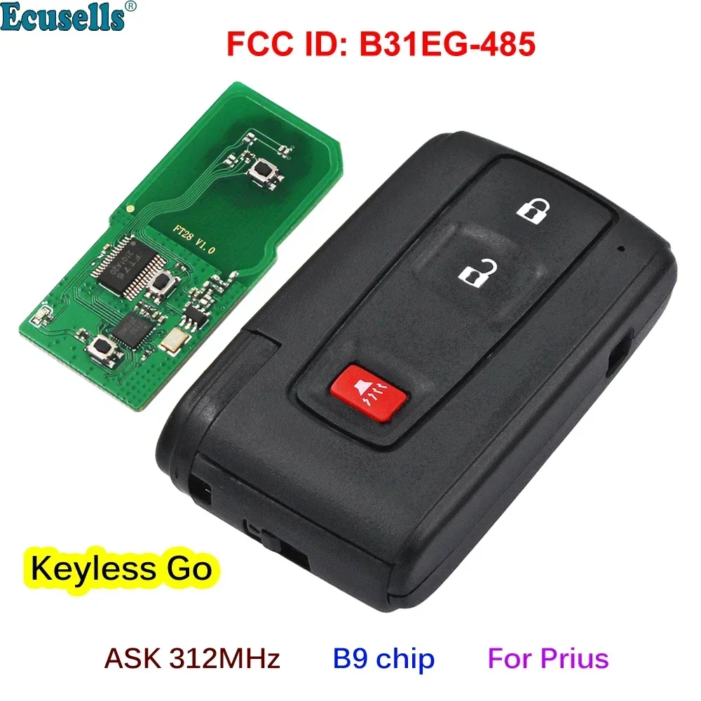 

Ecusells 2 + 1/3 кнопки ASK 312 МГц дистанционный ключ без ключа FCC ID: B31EG-485 TOY43 для TOYOTA Prius MOZB31EG Unuct 89994-47061