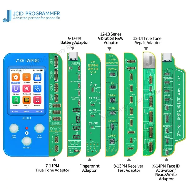 

JC V1SE Phone Ture Tone Repair Programmer for IPhone 7 7P 8 8P X XS XSMAX 11 ProMAX 12 13 14prom Battery Fingerprint SN Reader