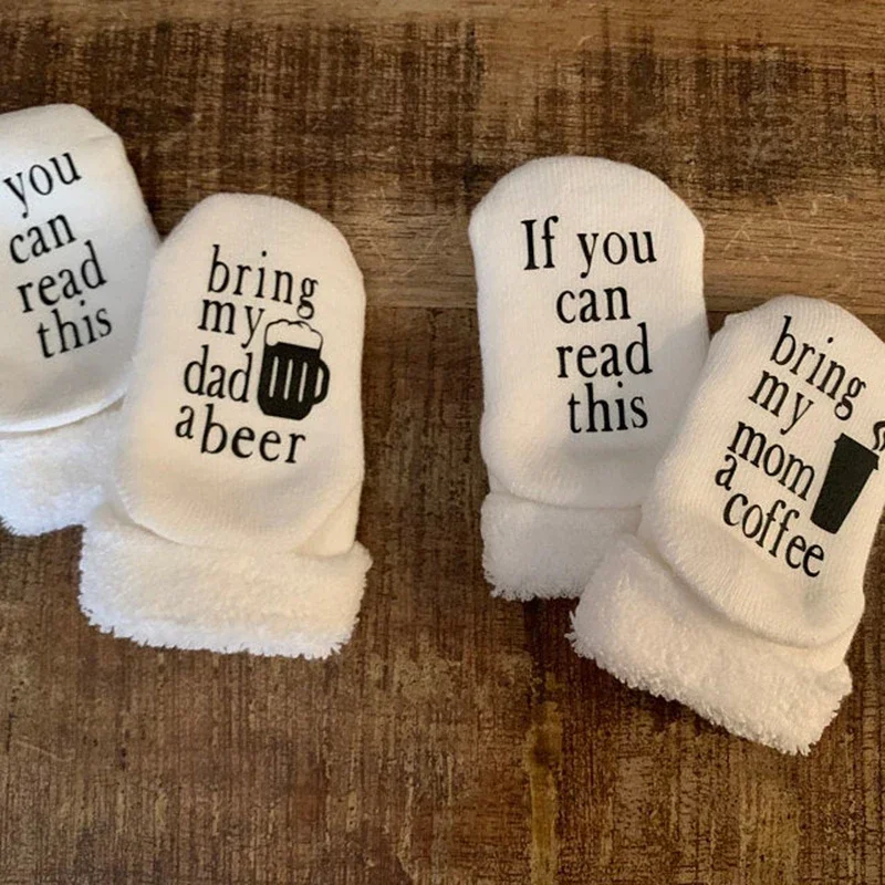 Funny Father's Mother's Day Baby Shower Gender reveal mom dad mommy daddy to be Pregnancy Announcement Gift present baby socks