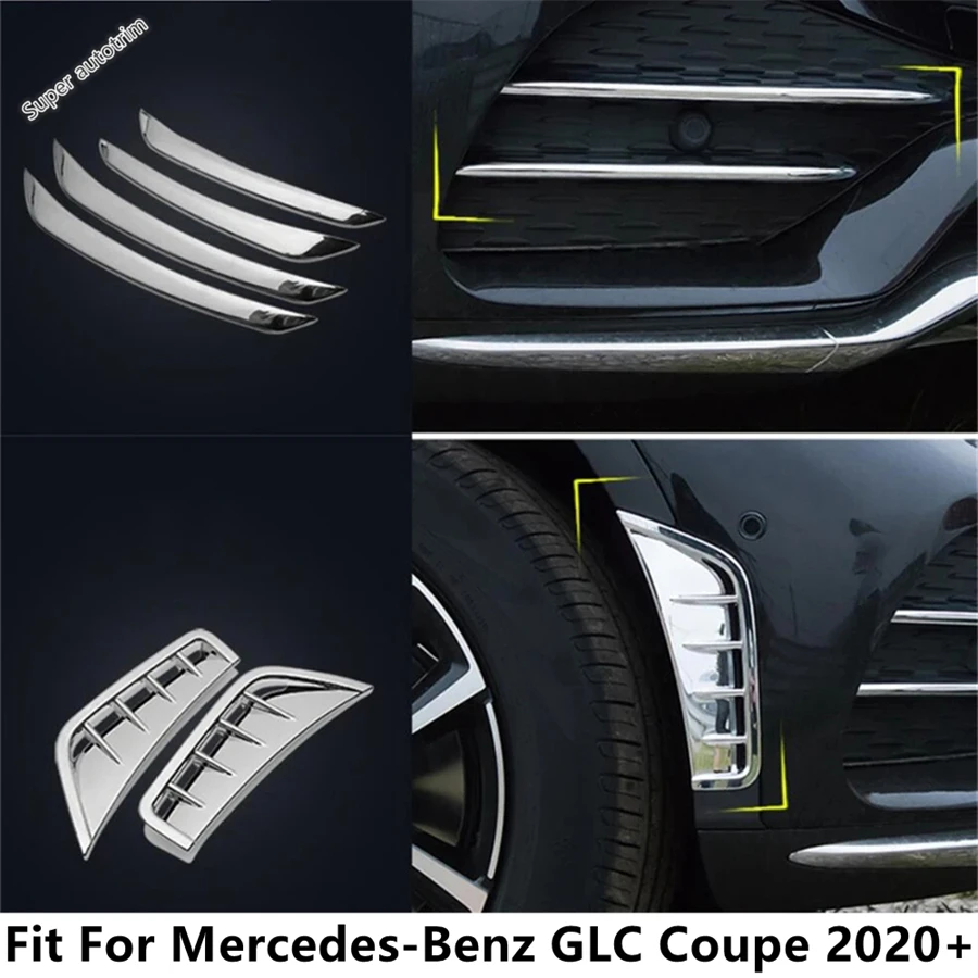 

Car Front Bumper Fog Lights Lamps Eyebrow Strip Air Inlet Vent Anti-blocking Cover Trim Accessories For Benz GLC Coupe 2020 2021