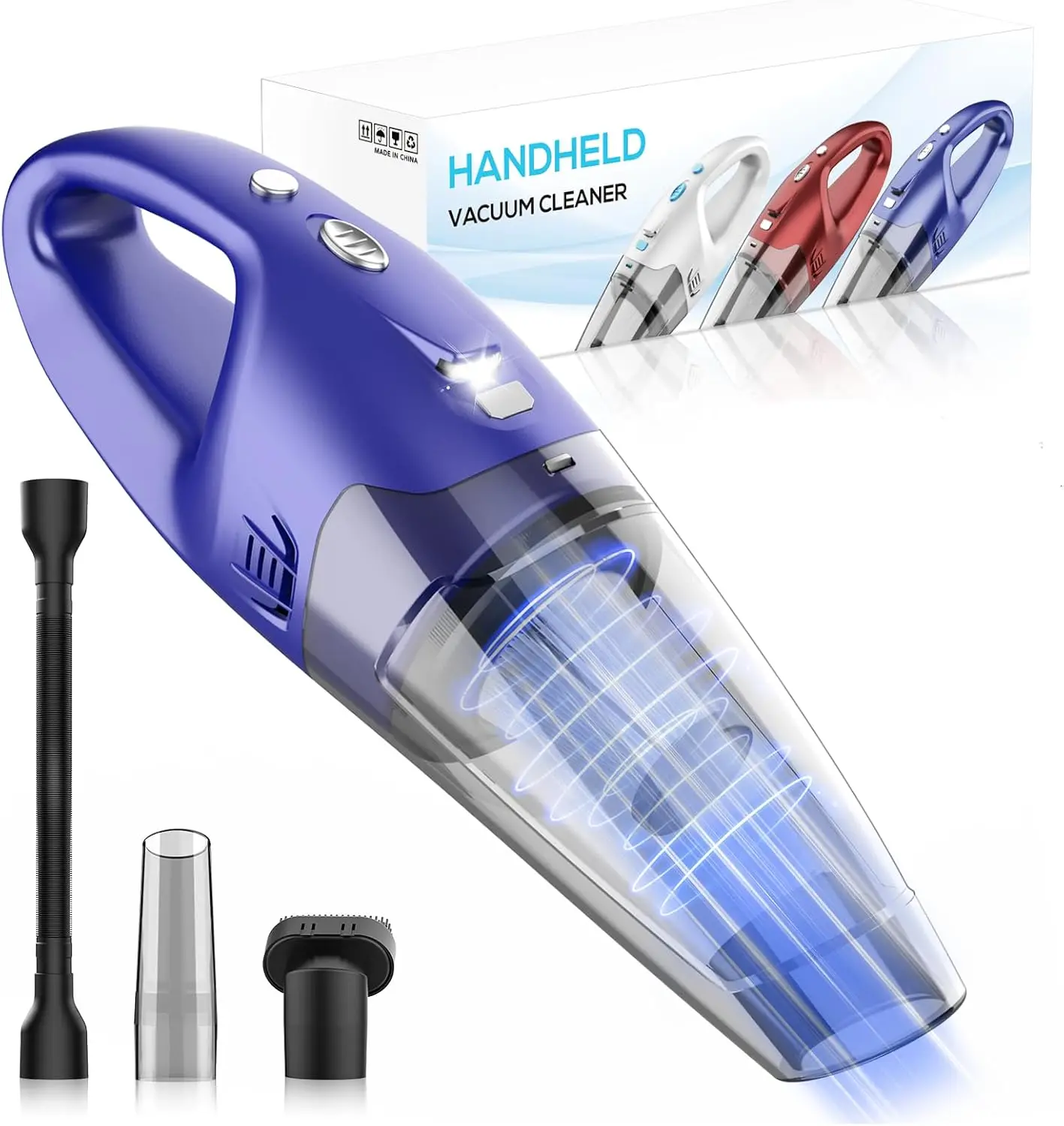 

Handheld Vacuum Cordless Rechargeable – 6000Pa Mini Hand Held Vacuum, LED Light, 20–25 Mins Runtime, USB Charging, 500ML Cup