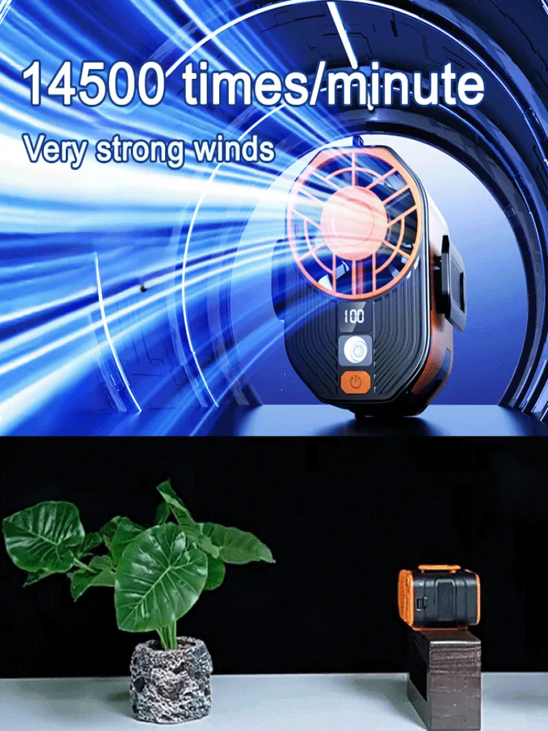 ortable Anti-Freeze Outdoor Cooling High-Speed Mini Hanging Clip Fan for Construction Site Use, Compact USB Rechargeable Fan