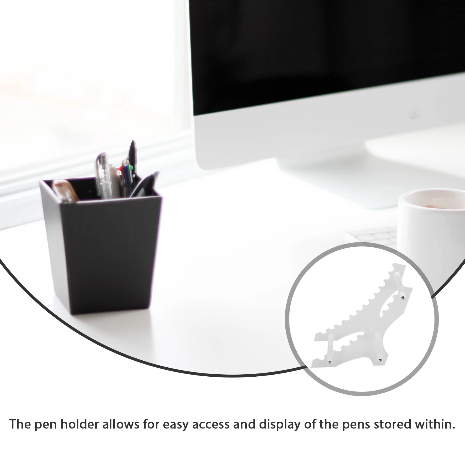 

Penholder Desk Container to Display Pens Stand Stationery Storage Rack Organizer Acrylic