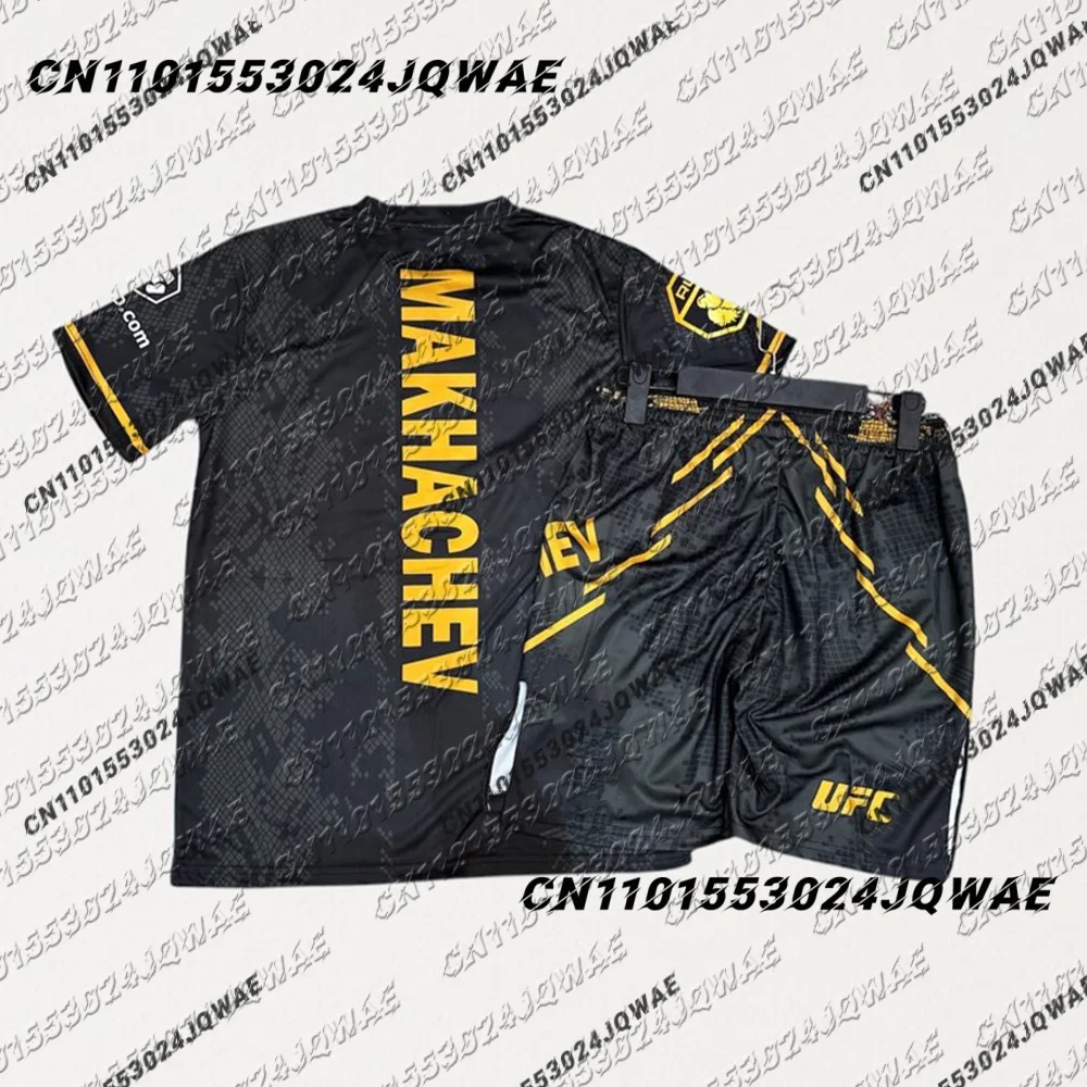 UFC أفضل المقاتلين الإسلام Makhachev القتال القتال الحدث تي شيرت الرجال تنفس جيرسي المصارعة تشغيل امتصاص العرق مجموعة ﻿