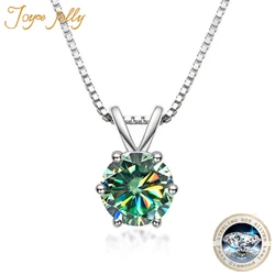 JoyceJelly Real 1ct Moissanite Pendant Necklaces Trendy 925 Sterling Silver Clavicle Chain Female Sparkling Wedding Jewelry Gift