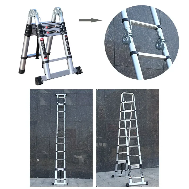 Aluminium Alloy Telescopic Step Ladder Multi-functional Lifting Engineering Stairs Thickened Herringbone Ladders Folding Stairs