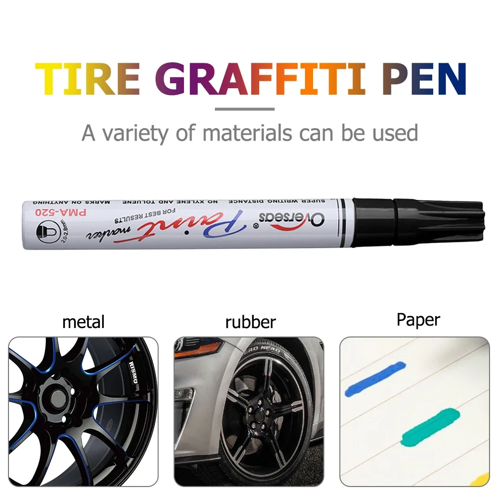 Car Motorcycle Scratch Repair Pen Colorful Waterproof Wheel Tire Oily Mark Pen Tyre Paint Marker Pen for Car Moto Tire Styling image 2