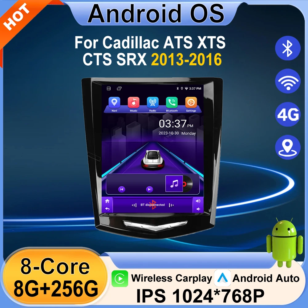 9.7inch Car Radio Multimedia Player For Cadillac ATS XTS CTS SRX 2013-2016 Android Auto Carplay GPS Navigation WiFi DSP Stereo