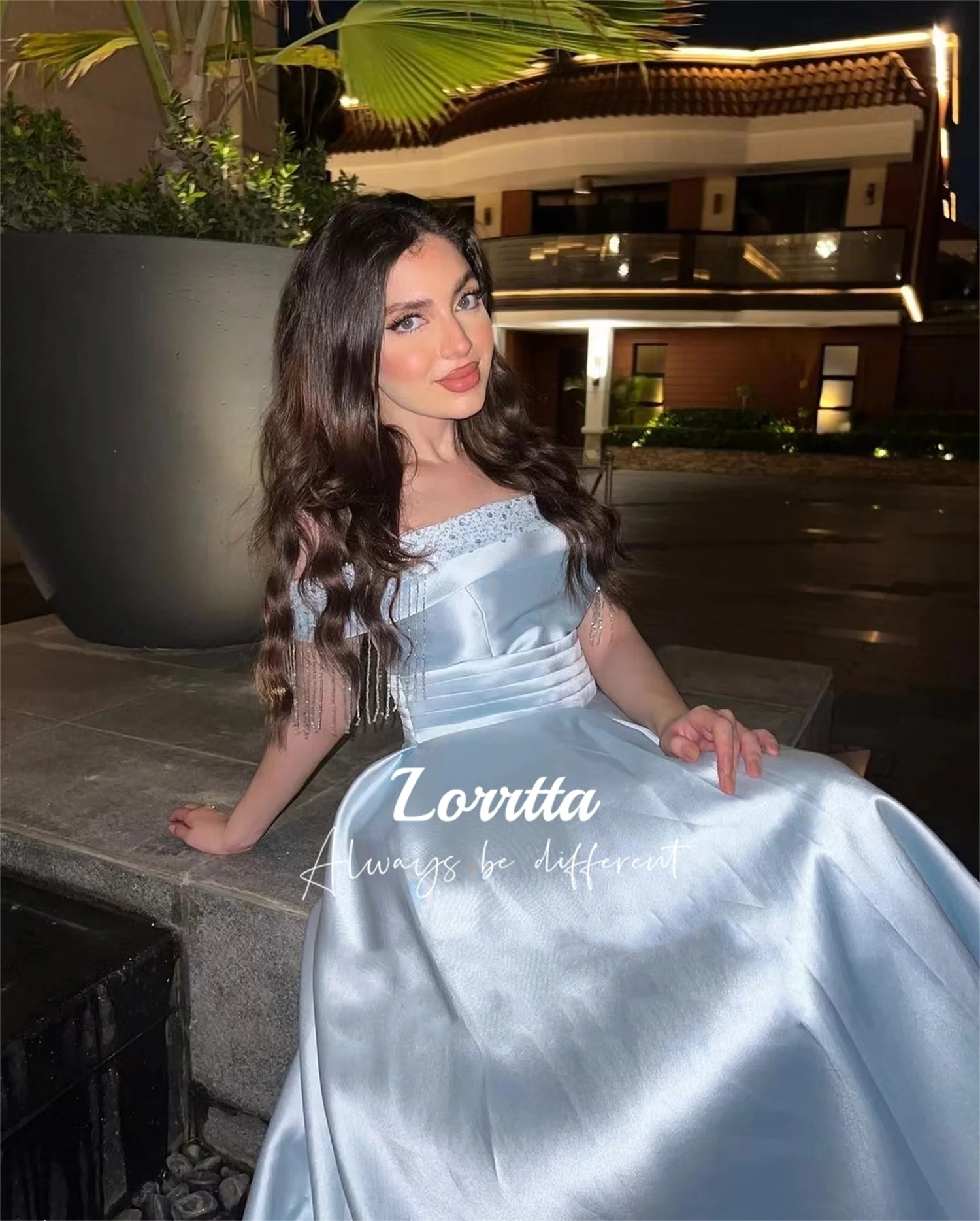 Lorrtta elegant Sleeveless Prom Dresses Off The Shoulder Tassels Evening Dress Fashion Women Wear Wedding Party Gowns Customized