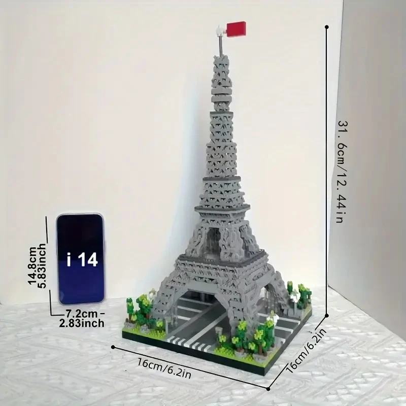 1890 Pieces of World-Famous Building Eiffel Tower Building Block Set, Halloween, Christmas, and Thanksgiving Gifts view 6