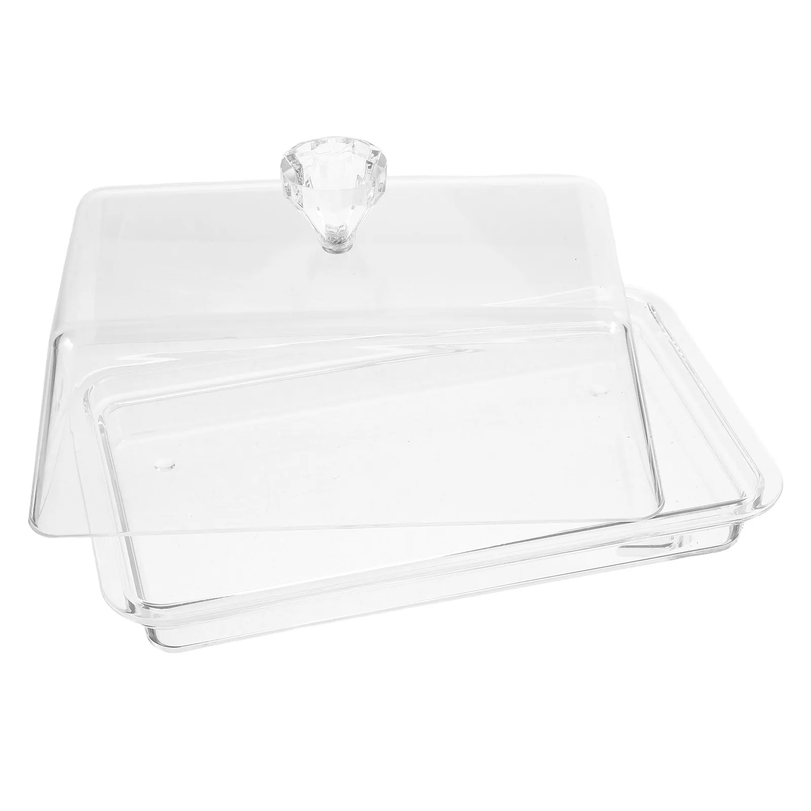 Clear Butter Dish with Lid Transparent Multi Functional Storage Tray for Butter Cheese Cake Kitchen Countertop Accessory
