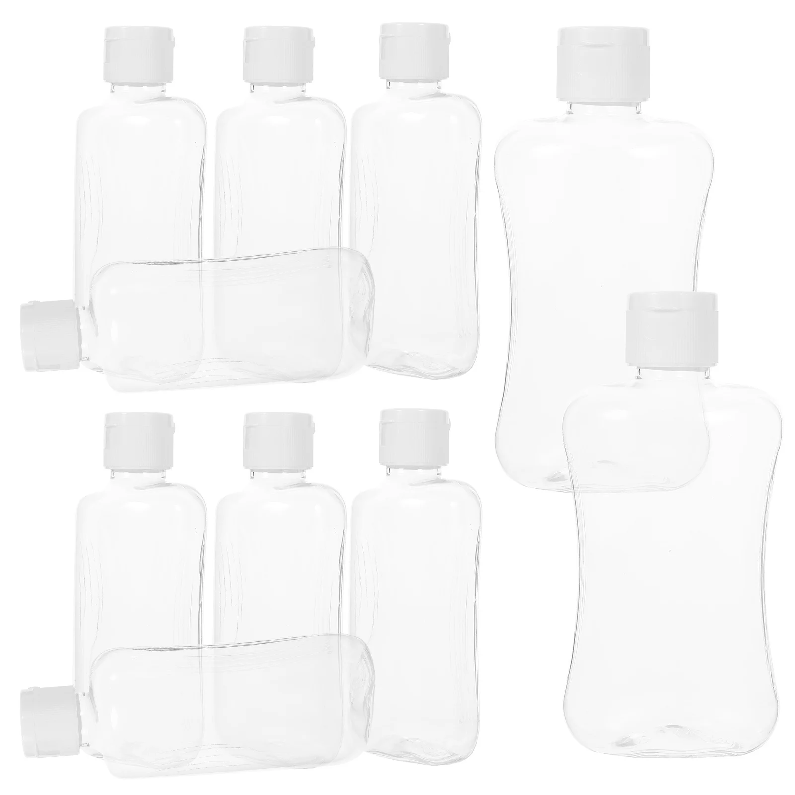 ขวดแบบพลิกเปิด 10 ชิ้น ขวดใสสำหรับแชมพู เครื่องสำอาง ของใช้ในห้องน้ำสำหรับเดินทาง ภาชนะเปล่าแบบเติมได้