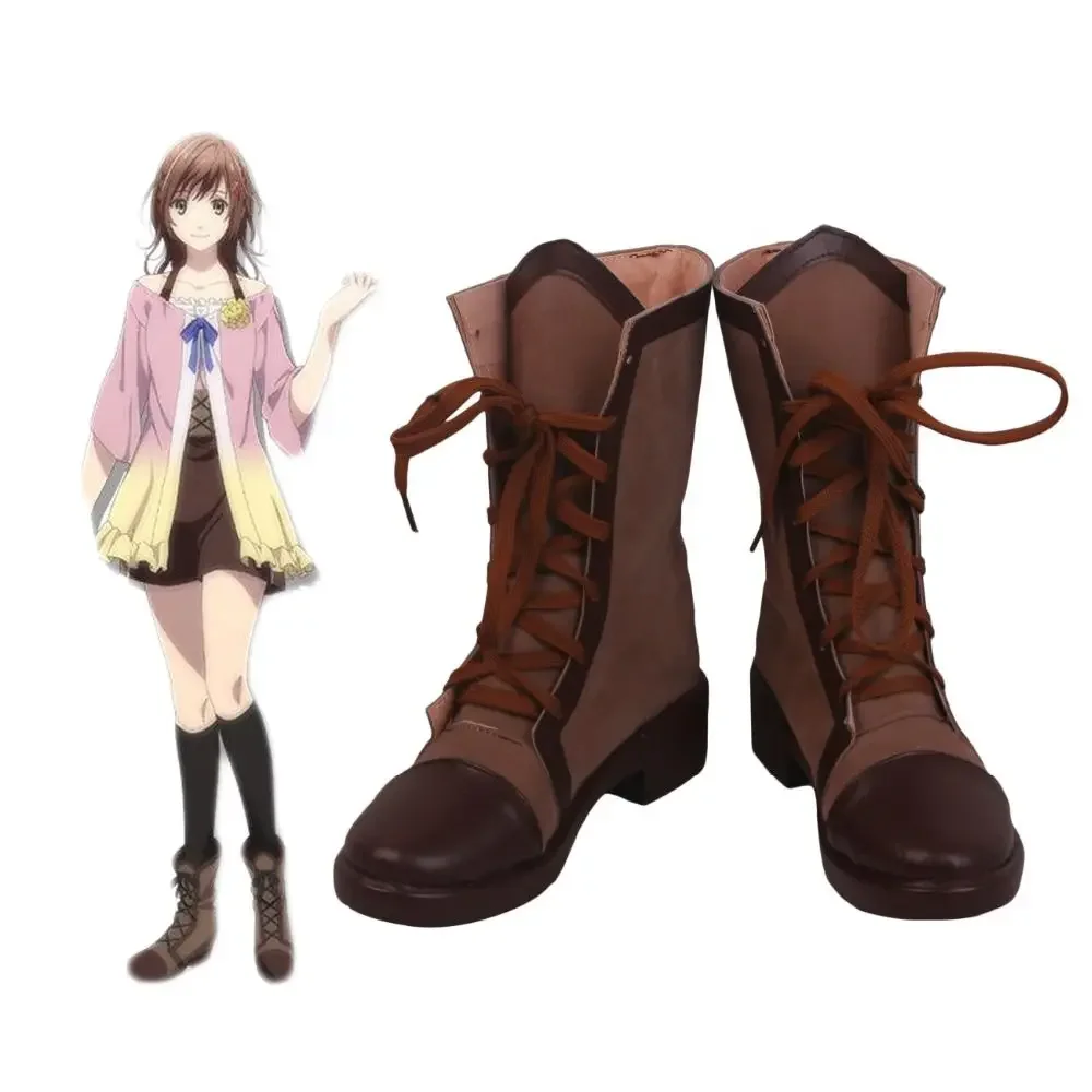 

Sengoku Night Blood Yuziki Cosplay Boots Brown Shoes Custom Made Any Size for Unisex