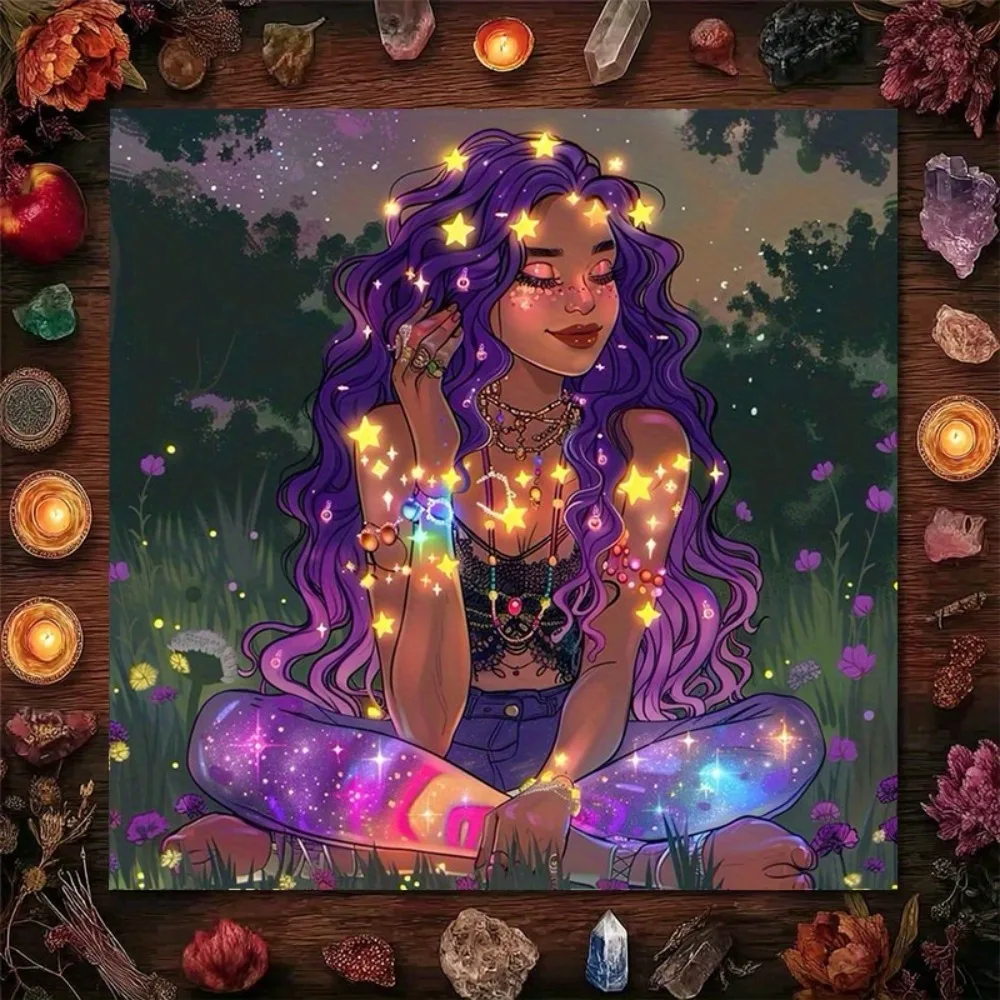 Starry Sky Meditation Tarot Cloth Multiple Sizes Digital Print Cosmic Universe Mystical Polyester Divination Party Home