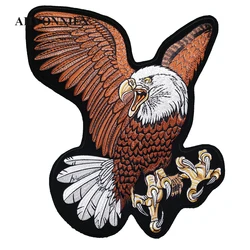 38CM X 30CM Embroidered Biker Patches For Jeans Men Jacket Clothing Eagle Animal Punk Style Patch Iron On Motorcycle Parches
