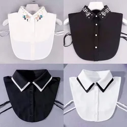 Cuello falso desmontable para camisa, solapa de camisa sólida, Top de blusa para hombres, mujeres, niñas blancas, ropa superior, envío directo, 58 estilos