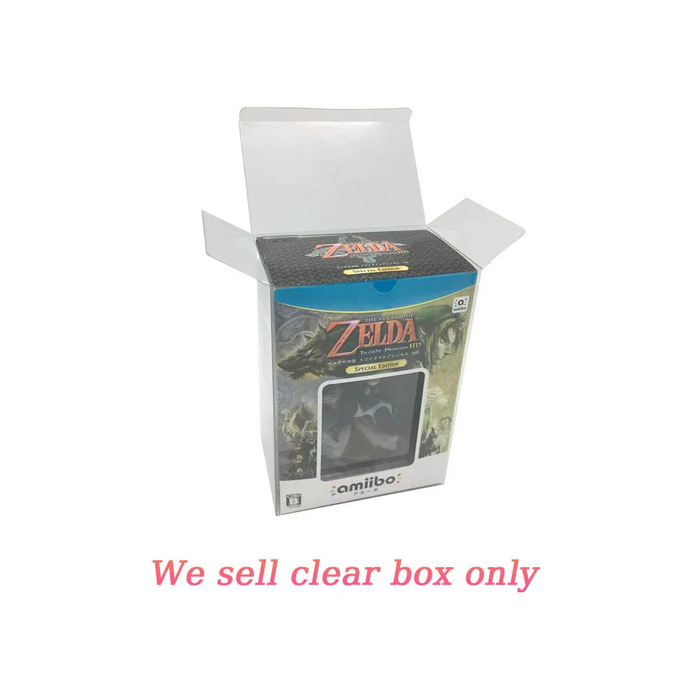 Transparent PET cover For wii U amiibo Legend of Zeldar: Twilight Princess game limited version clear display storage box